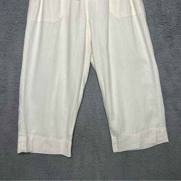 Westbound Womens Linen Blend Pull On Capri Pant White Ivory Elastic Waist Petite - Picture 4 of 12